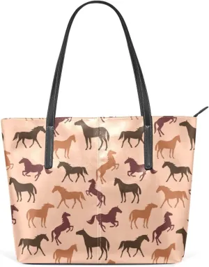 Top Handle Bag for Women Horse Silhouette Wild Shoulder Bag Gym Tote Travel Shopping Satchel Vegan Leather Lady Purse Weekender Handbag