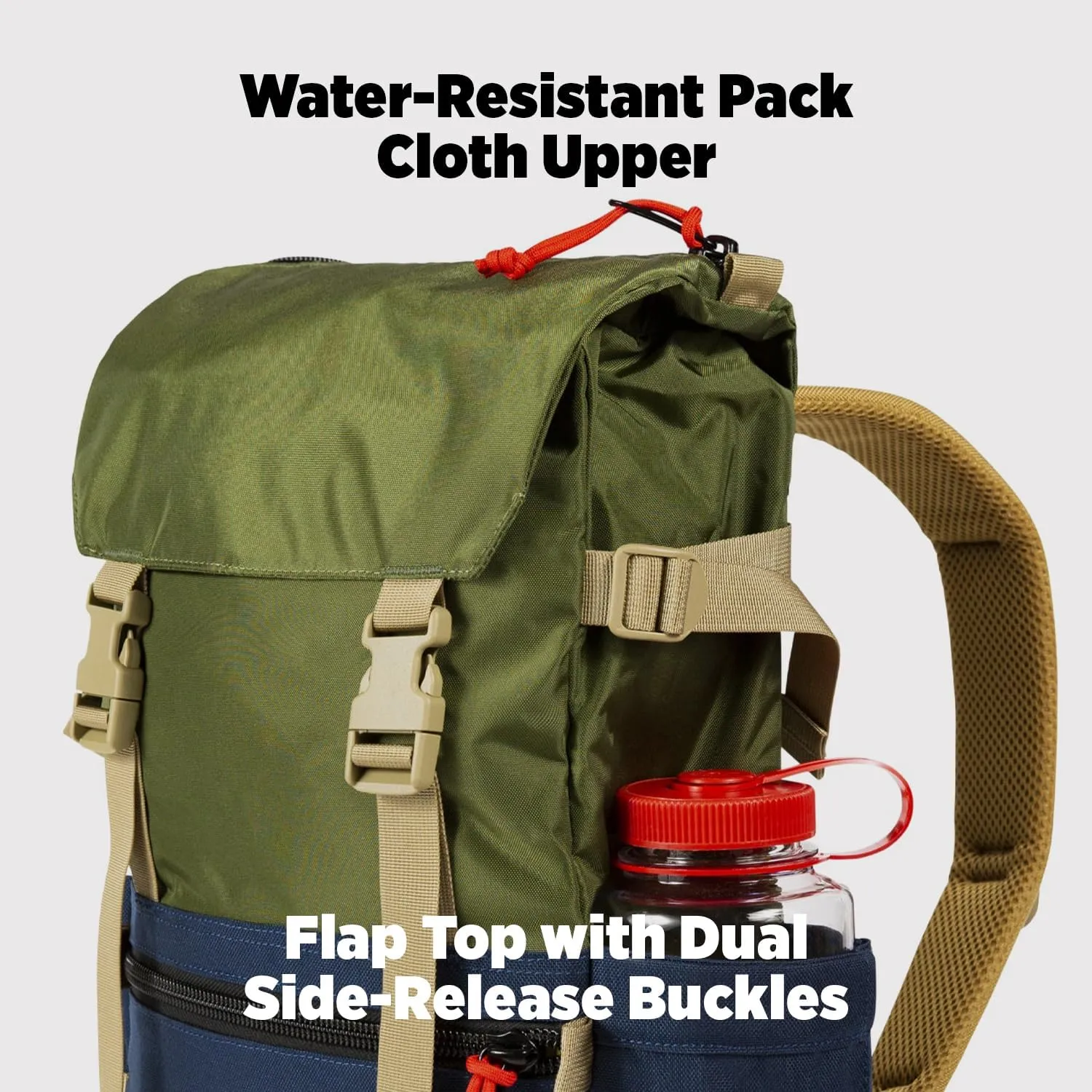 Topo Designs Rover Pack Classic - Daily Daypack for Commutes, Day Trips, Hikes, Iconic Denver Design, Recycled Nylon (Sahara/Fire Brick)