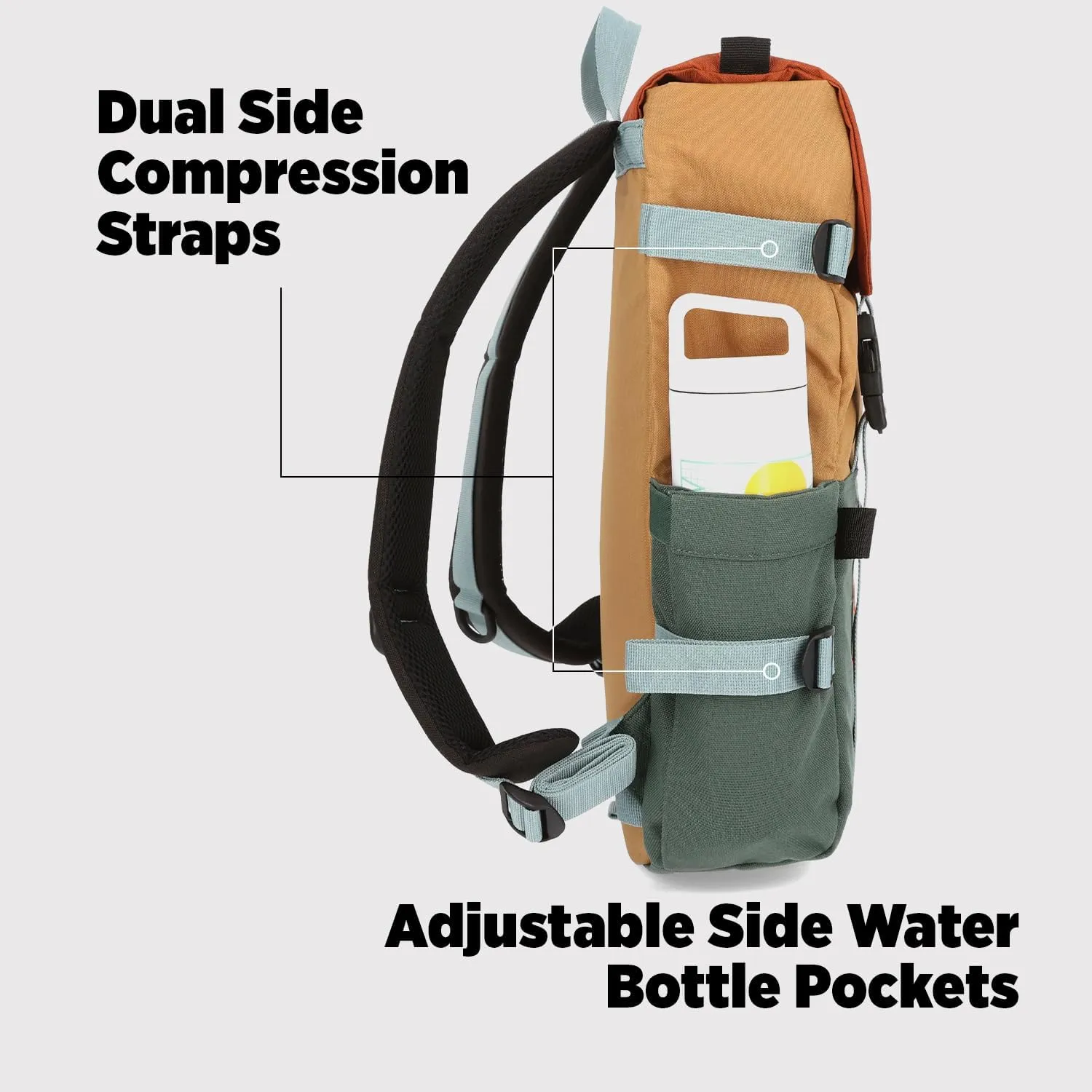 Topo Designs Rover Pack Classic - Daily Daypack for Commutes, Day Trips, Hikes, Iconic Denver Design, Recycled Nylon (Sahara/Fire Brick)