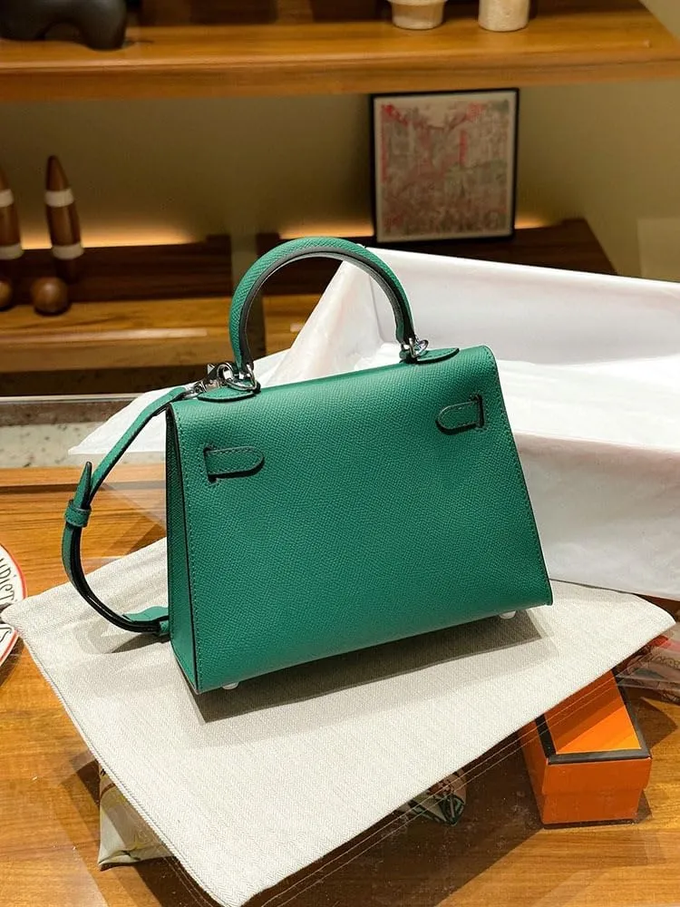Tote Bag for Women, Genuine Leather Lychee Grain Handbag with 2 Adjustable Straps, Shoulder & Crossbody Purse (Small/Large)