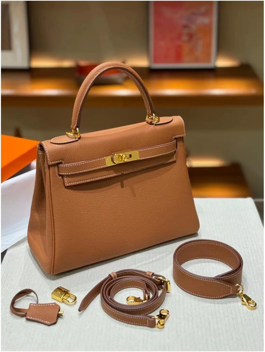 Tote Bag for Women, Genuine Leather Top Handle Handbag, Fashion Vintage Shoulder Bag, Crossbody, With 2 strap.