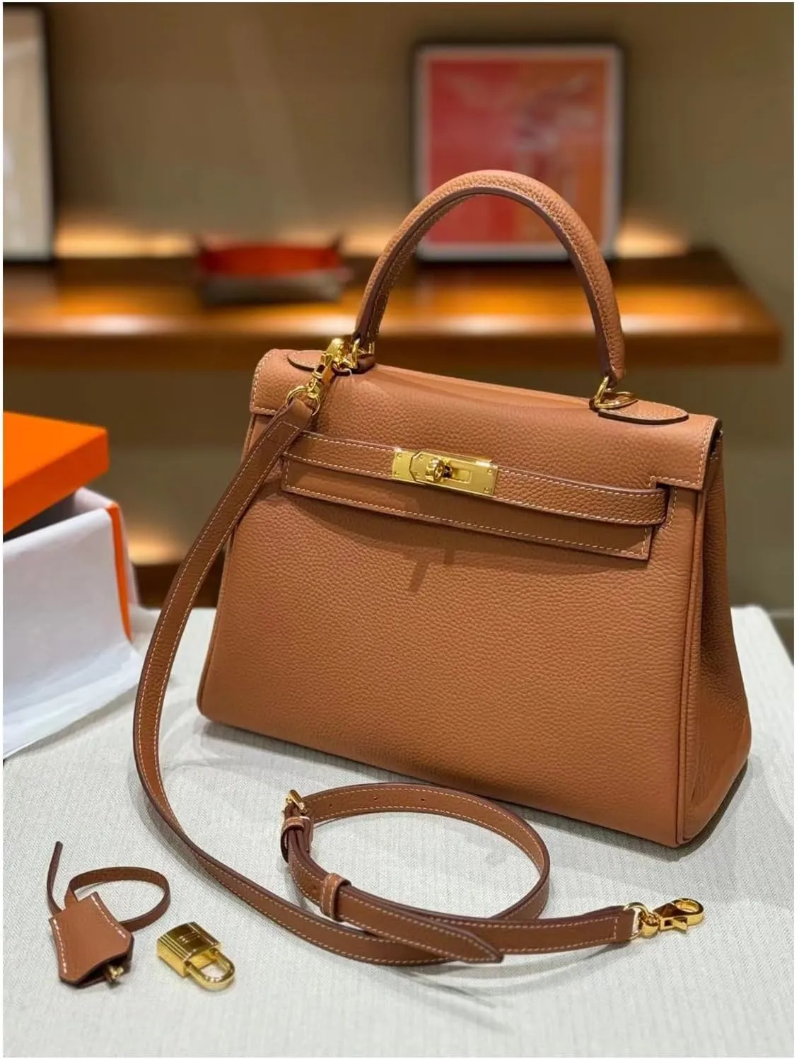 Tote Bag for Women, Genuine Leather Top Handle Handbag, Fashion Vintage Shoulder Bag, Crossbody, With 2 strap.