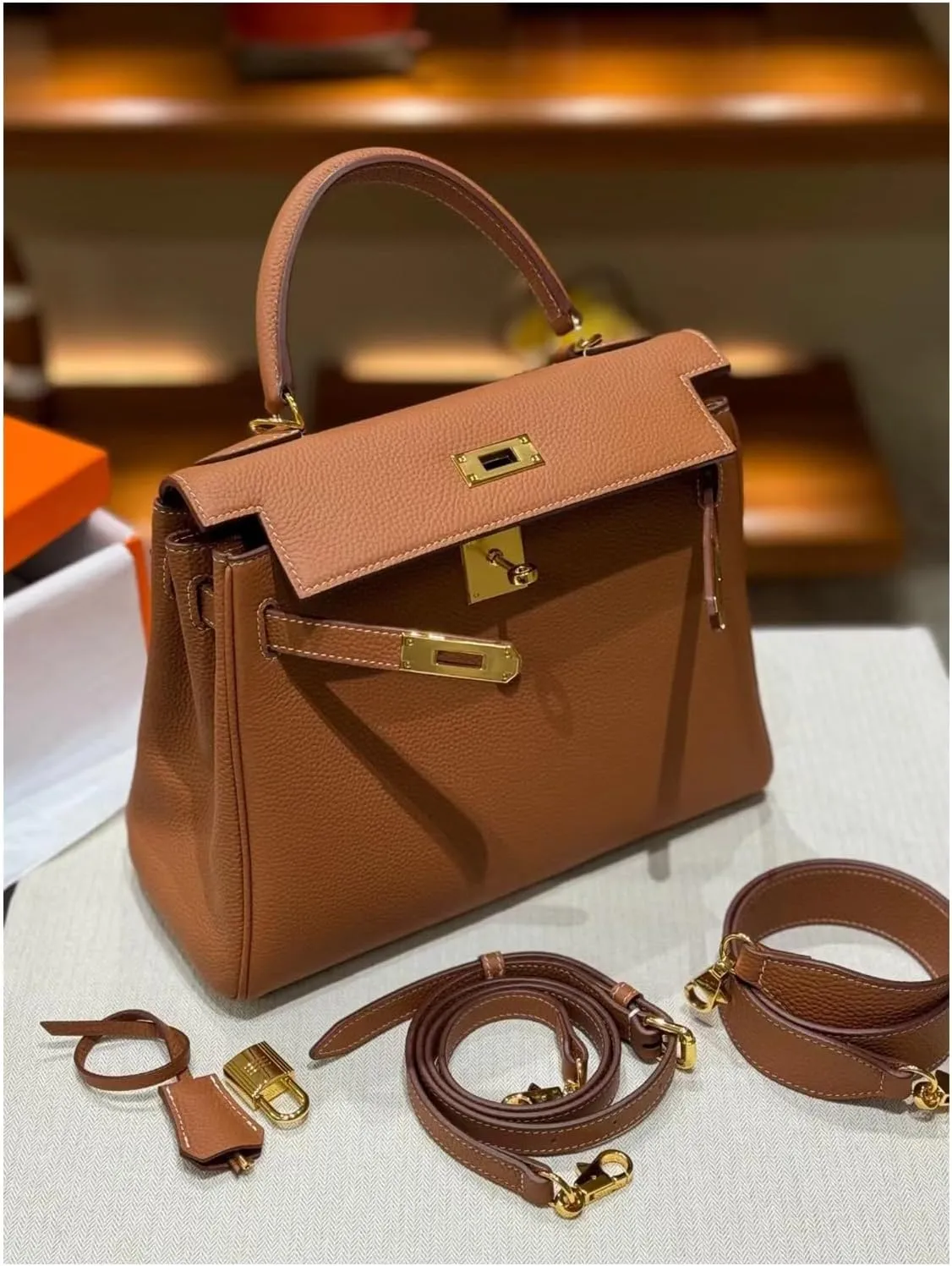 Tote Bag for Women, Genuine Leather Top Handle Handbag, Fashion Vintage Shoulder Bag, Crossbody, With 2 strap.