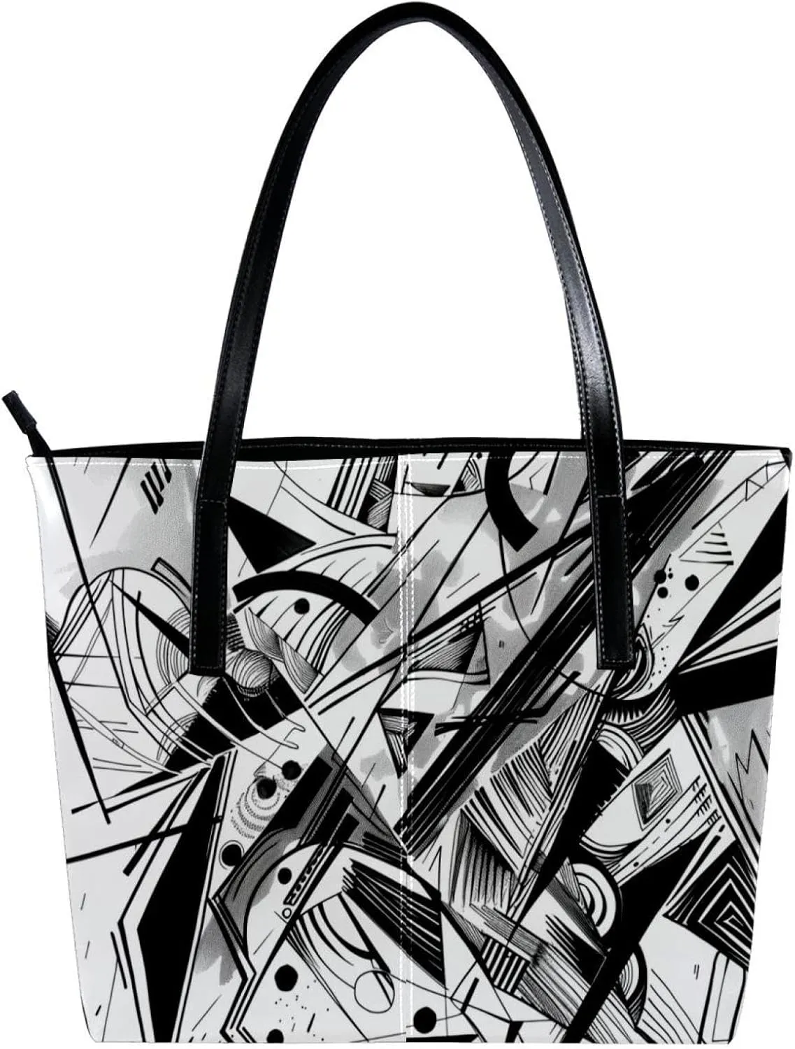 Tote Bag for Women, Large Tote Bag, Women's Tote Handbags, Modern Black White Geometric Ethnic Tribal, Tote Bags for Women