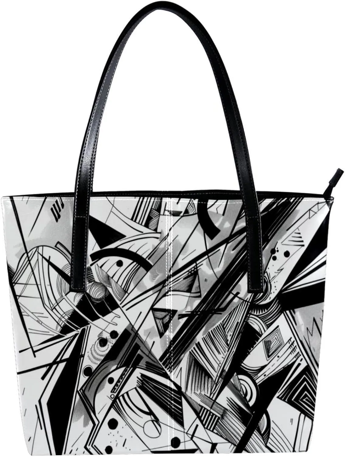 Tote Bag for Women, Large Tote Bag, Women's Tote Handbags, Modern Black White Geometric Ethnic Tribal, Tote Bags for Women