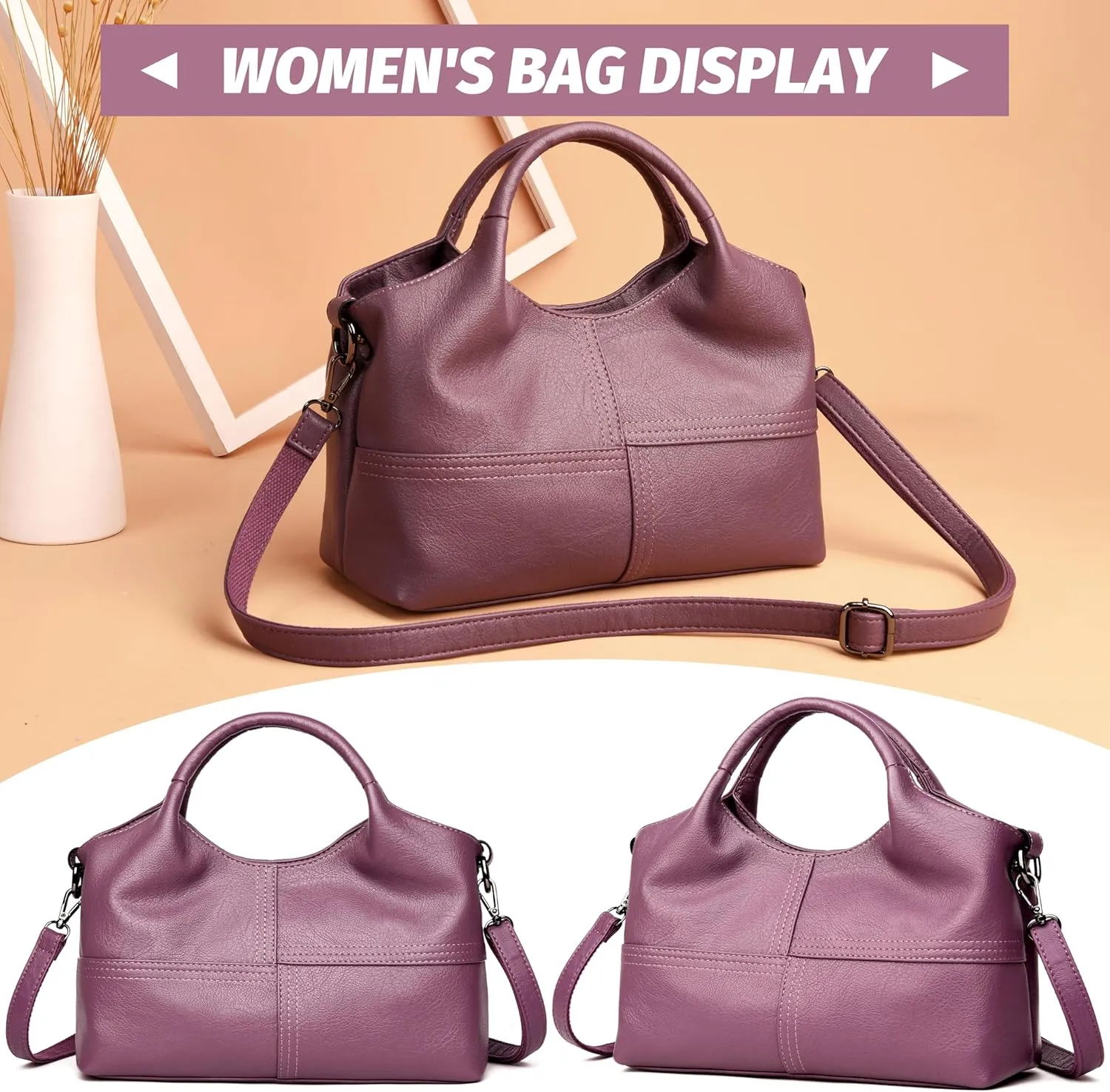 Tote Bag For Women Work Shoulder Crossbody Top Handle Purse with Zipper Handbags With Adjustable Strap