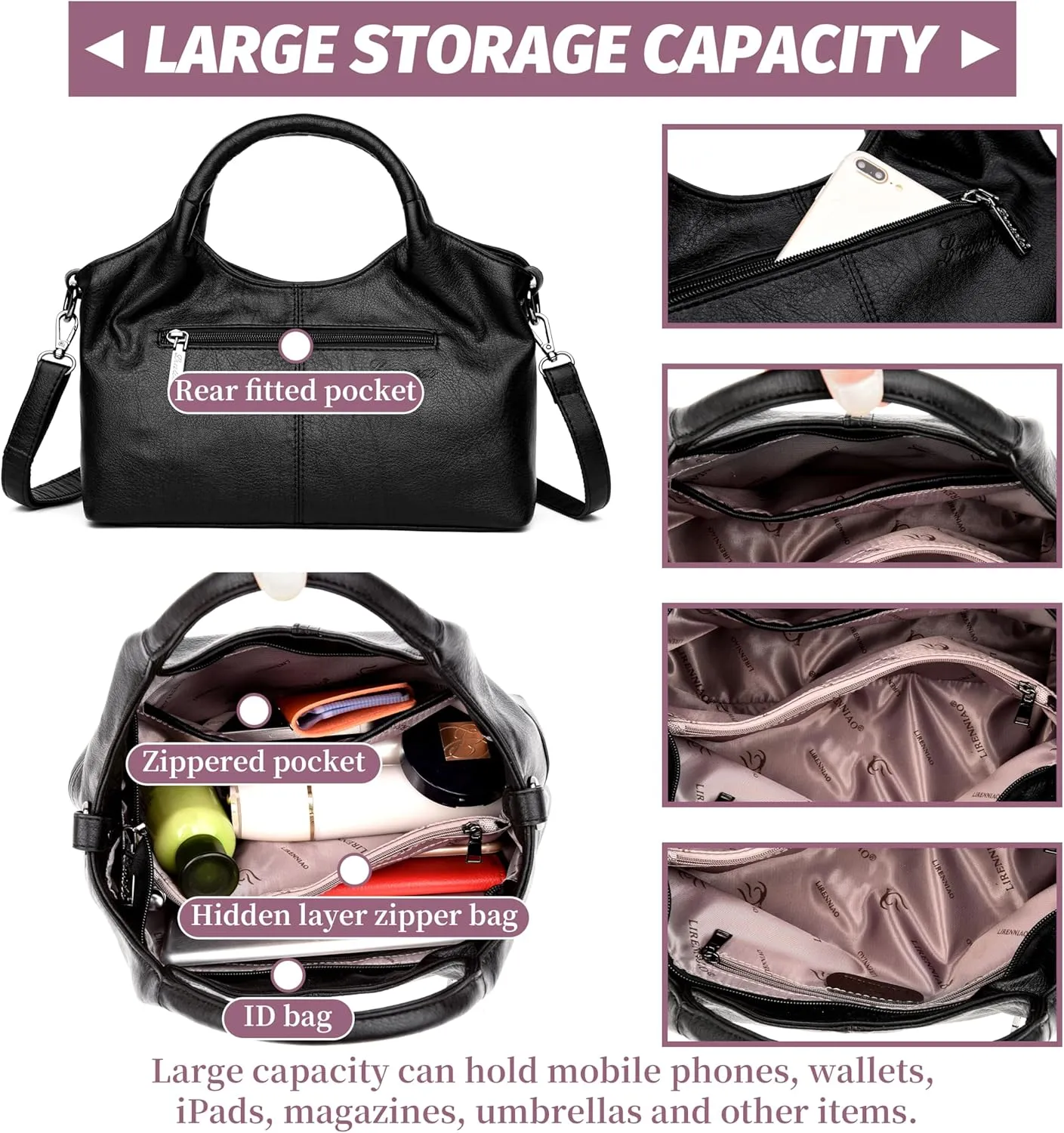 Tote Bag For Women Work Shoulder Crossbody Top Handle Purse with Zipper Handbags With Adjustable Strap