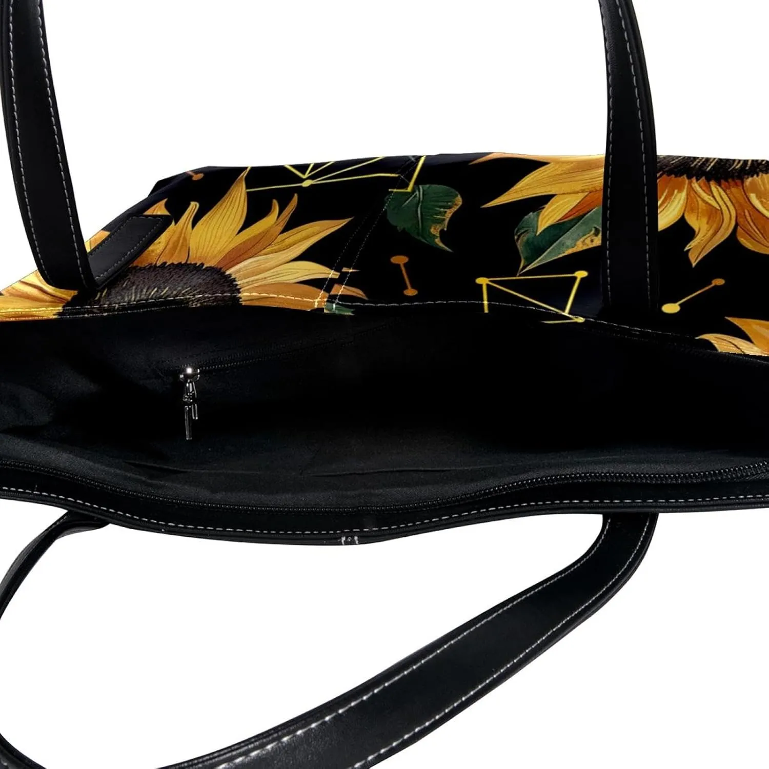 Tote Bags, Large Tote Bag, Tote Bag with Zipper, Sunflower Geometric Pattern Modern, Tote Bags Women