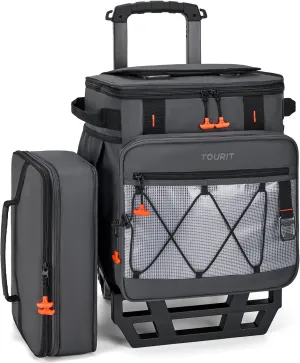 TOURIT 75 Can Rolling Cooler Detachable Double Deck Beach Cooler with Wheels Collapsible for Outdoor, Camping, Picnic, Travel