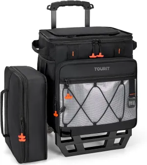 TOURIT 75 Can Rolling Cooler Detachable Double Deck Beach Cooler with Wheels Collapsible for Outdoor, Camping, Picnic, Travel