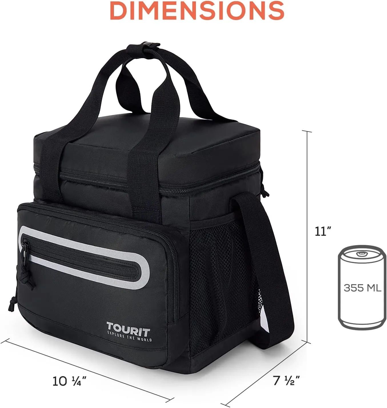 TOURIT Large Lunch Bag 14L Insulated Lunch Box Lunch Cooler for Men Women Work, Black