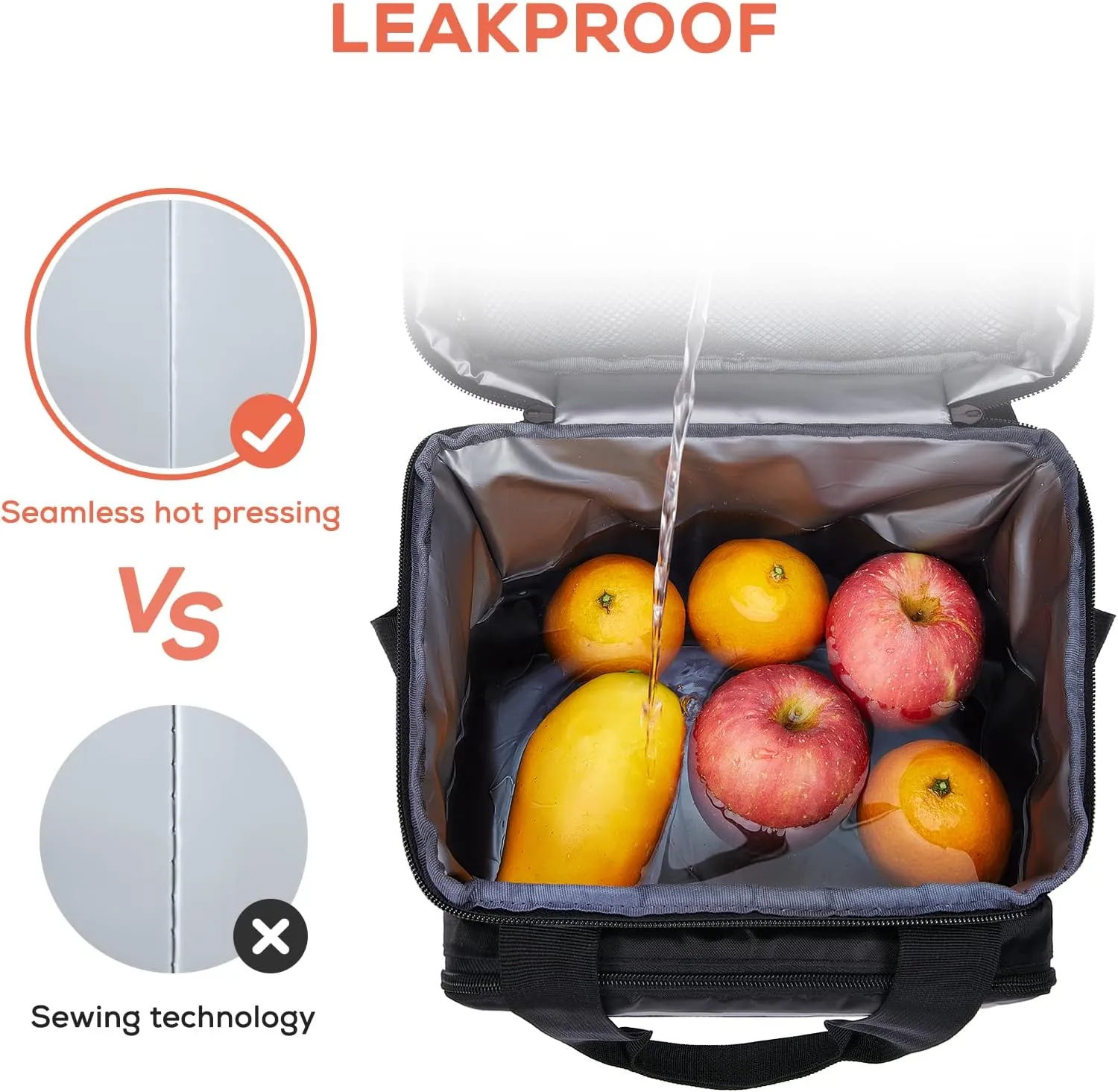 TOURIT Large Lunch Bag 14L Insulated Lunch Box Lunch Cooler for Men Women Work, Black