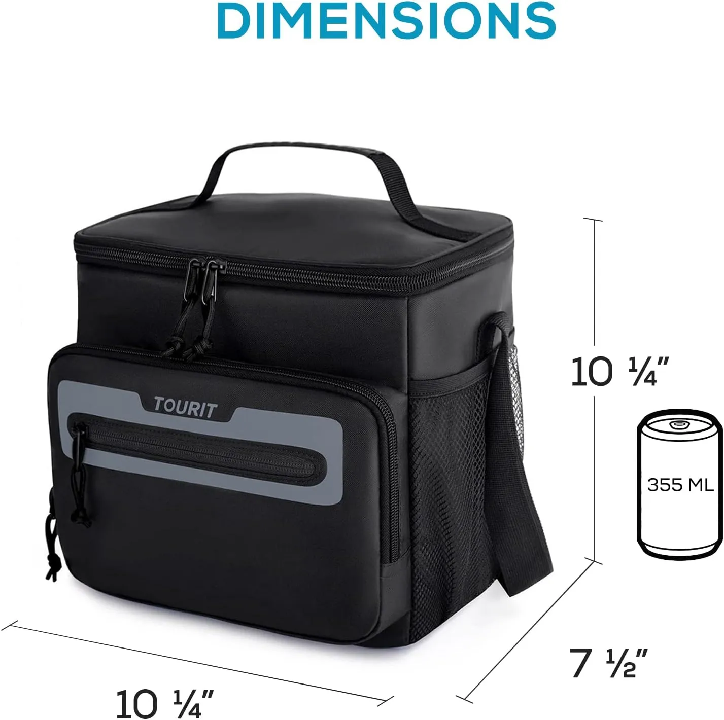 TOURIT Large Lunch Bag 14L Insulated Lunch Box Lunch Cooler for Men Women Work, Black