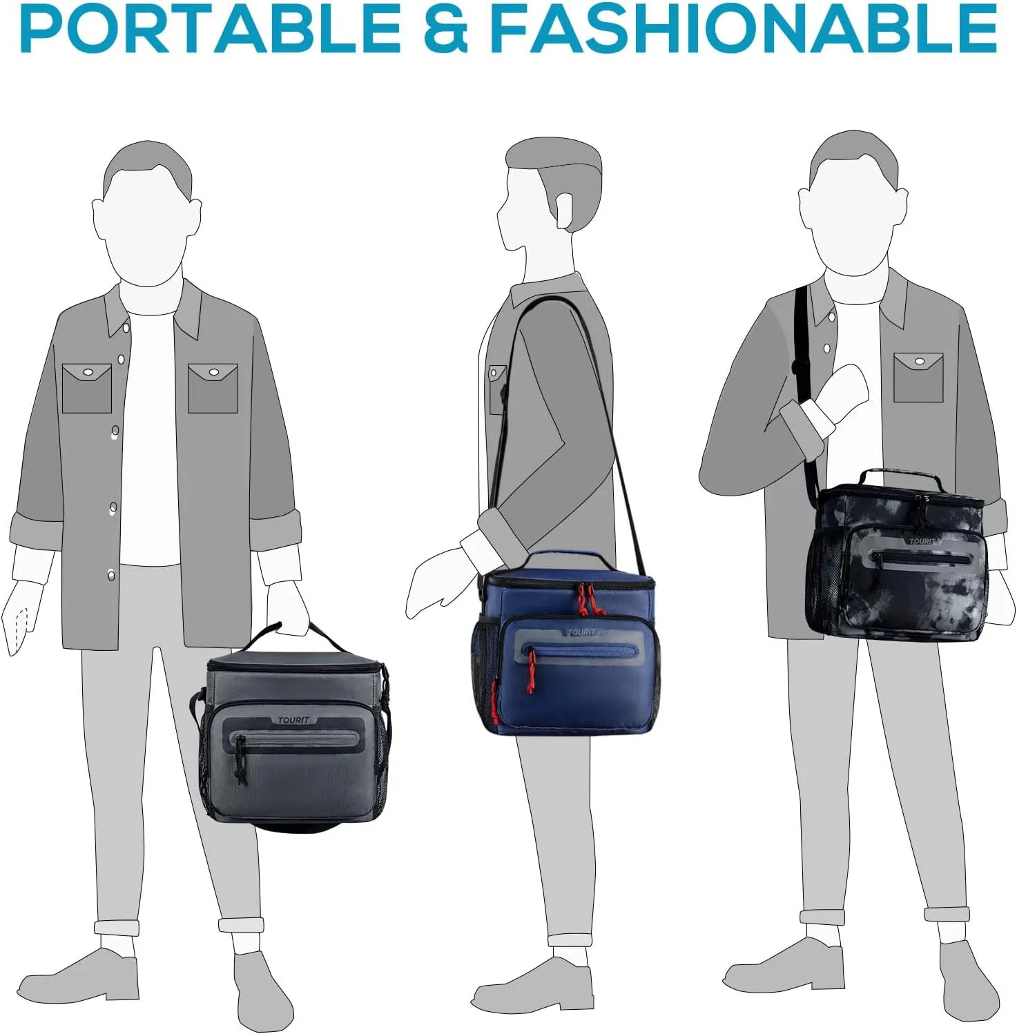 TOURIT Large Lunch Bag 14L Insulated Lunch Box Lunch Cooler for Men Women Work, Black
