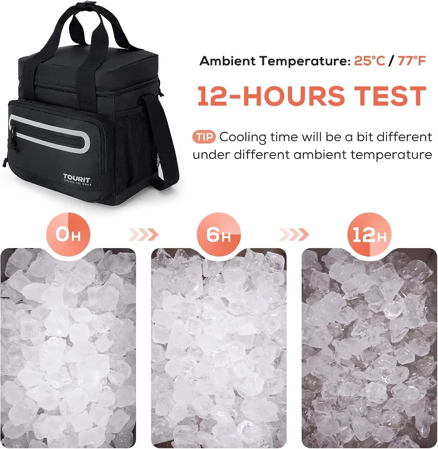 TOURIT Large Lunch Bag 14L Insulated Lunch Box Lunch Cooler for Men Women Work, Black