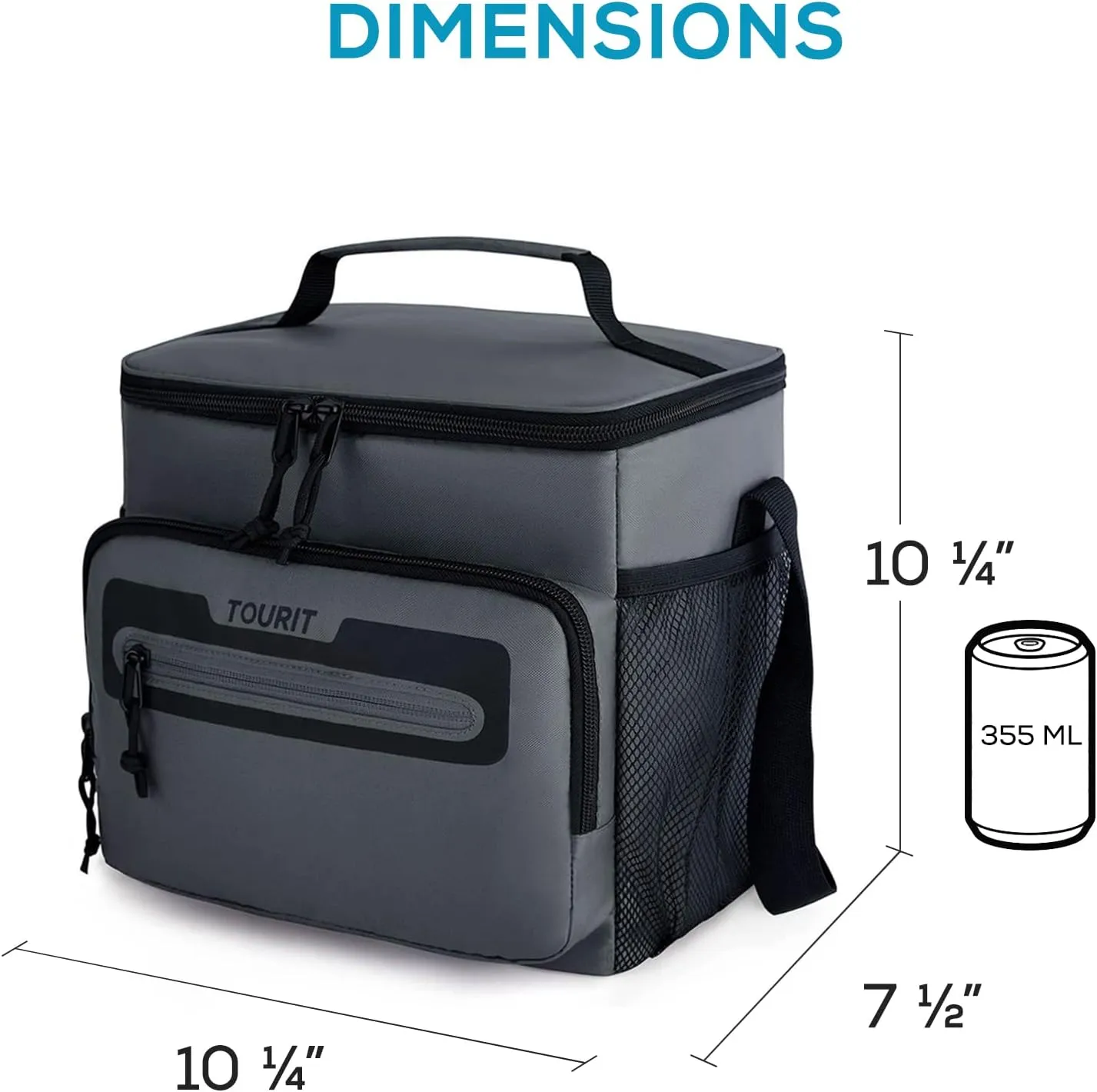 TOURIT Large Lunch Bag 14L Insulated Lunch Box Lunch Cooler for Men Women Work, Black