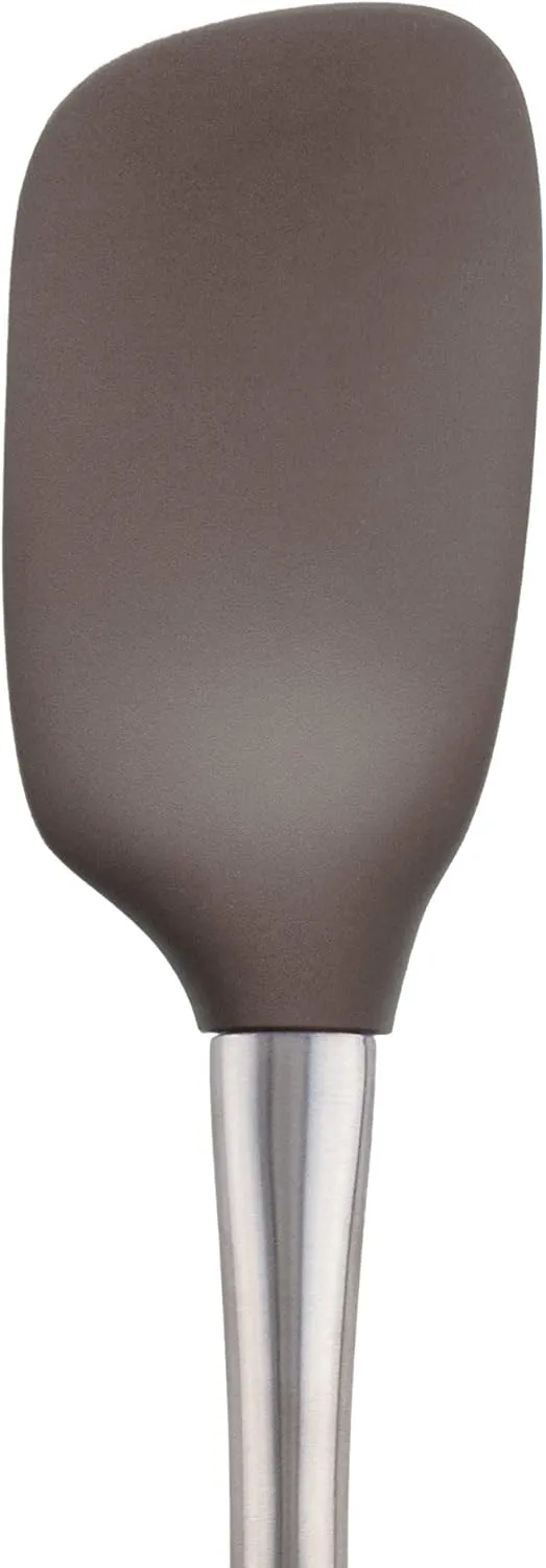 Tovolo Flex-Core Stainless Steel Handled Spoonula Spatula Spoon, Ergonomic Grip, Dishwasher Safe, Charcoal
