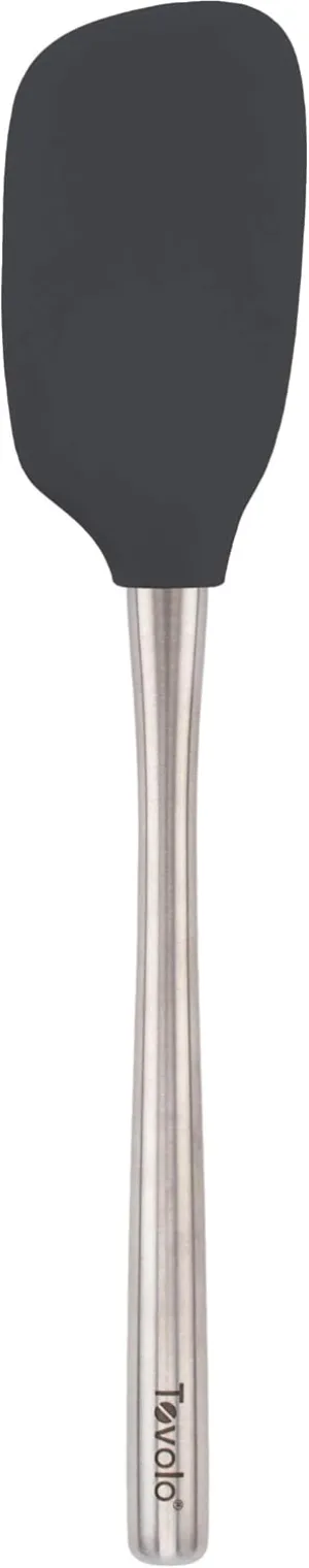 Tovolo Flex-Core Stainless Steel Handled Spoonula Spatula Spoon, Ergonomic Grip, Dishwasher Safe, Charcoal