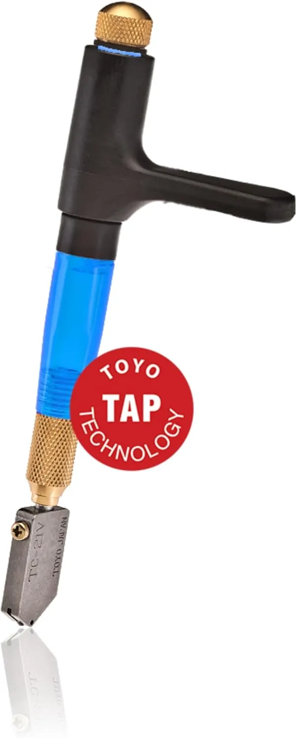 TOYO TC21SVR Custom Grip Supercutter Glass Cutter | Blue - Straight Blade | Four-Position, Customizable Ergonomic Handled to Fit Most Hands | Smooth Rolling Supercutter | Made in Japan
