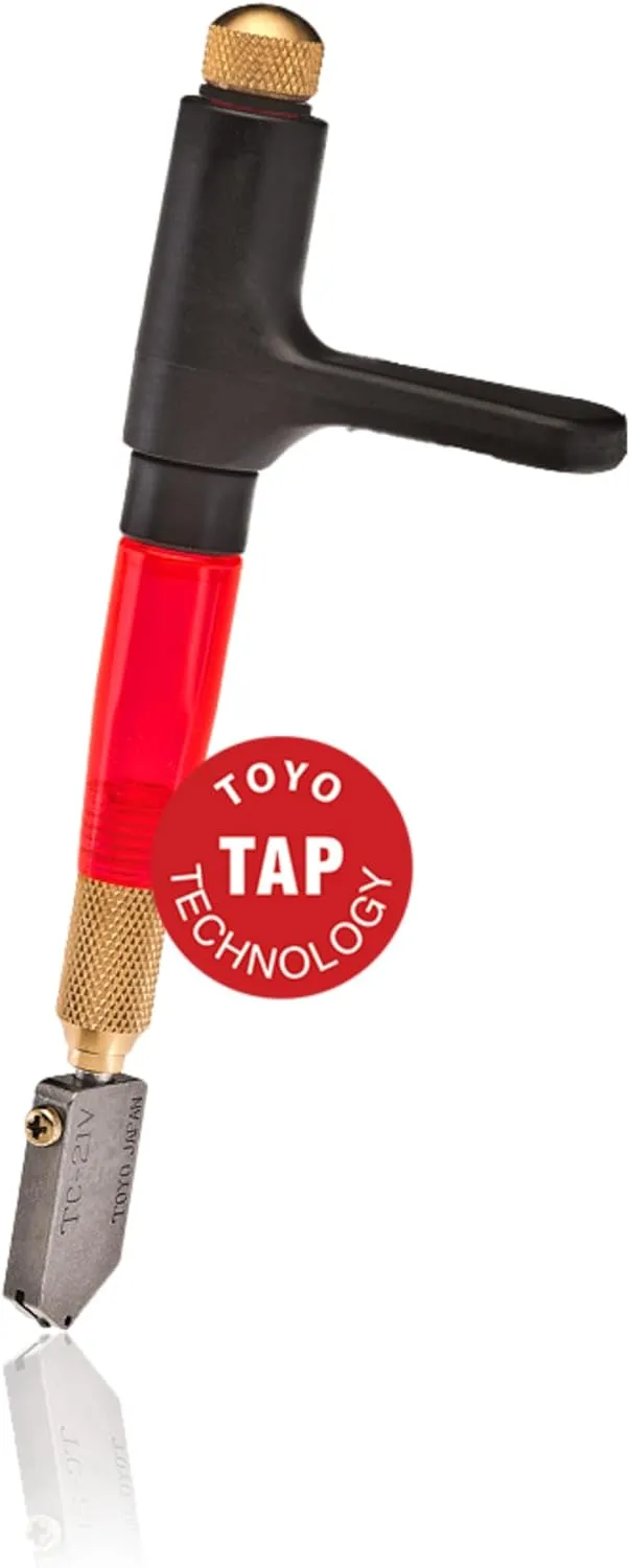 TOYO TC21SVR Custom Grip Supercutter Glass Cutter | Red - Straight Blade | Four-Position, Customizable Ergonomic Handled to Fit Most Hands | Smooth Rolling Supercutter | Made in Japan