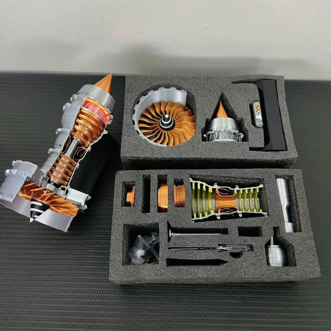 TR900 Turbofan Engine Model Aircraft Engine Kit， Turbojet Engine Model Kit with LED Light, DIY Assembly Operable Engine Model Mechanical Science Education Toy