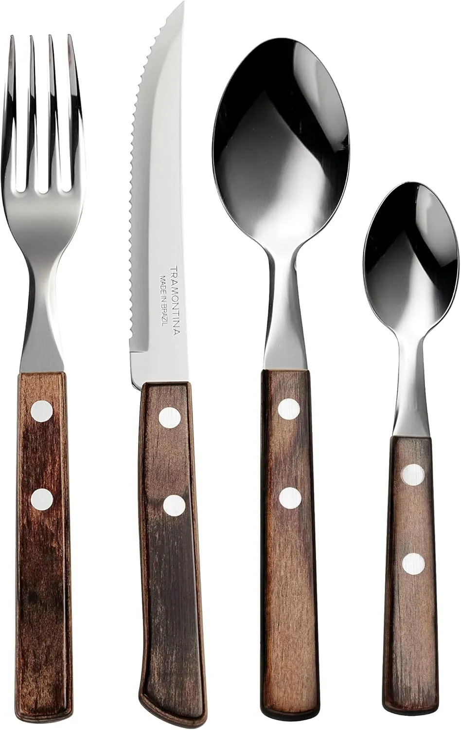 Tramontina 24 Piece Silverware Set - Dark Brown Handle Utensils Set