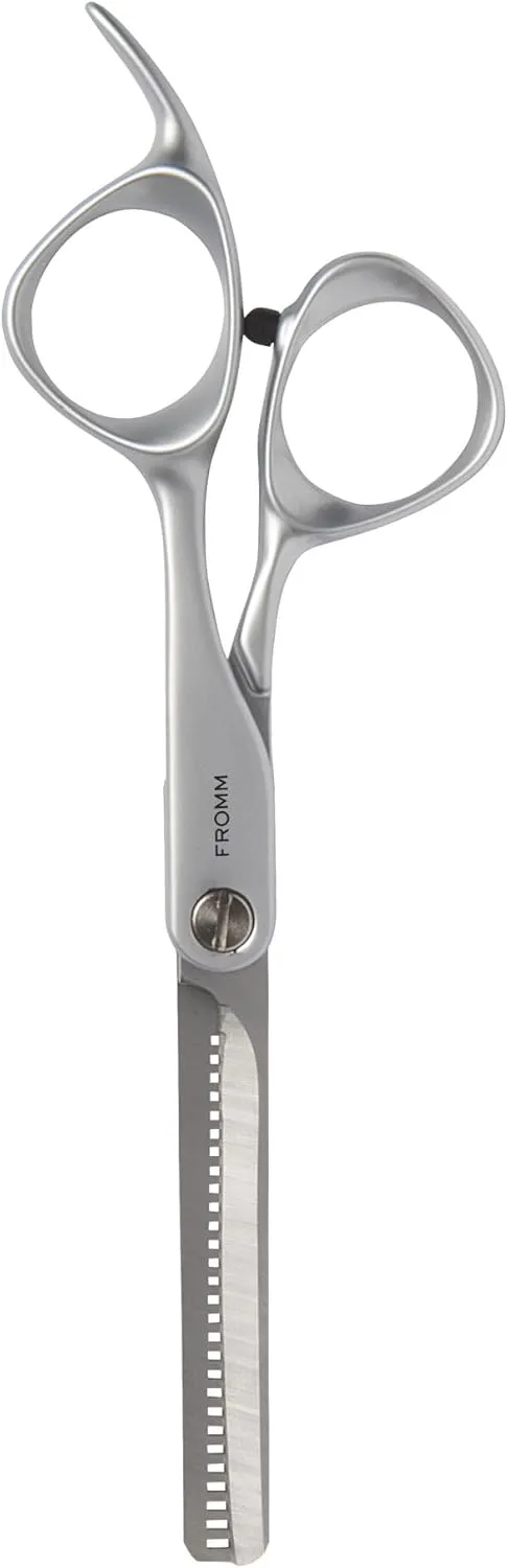 Transform 5.75" 28 Tooth Thinning Shears for Haircutting Wet and Dry Hair, Polished Silver Japanese Steel Scissors with Beveled Blades and Microserrated Thinning Teeth