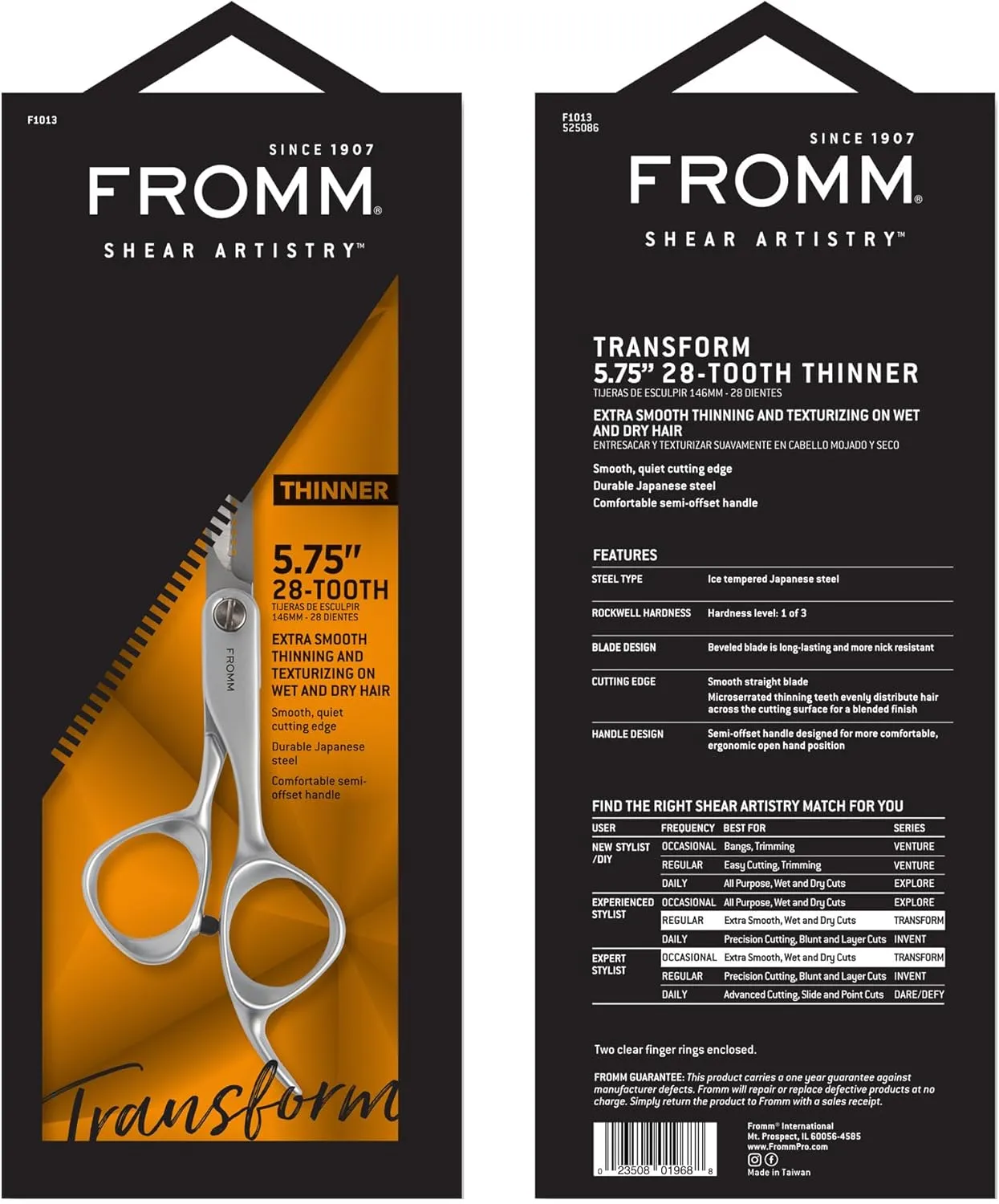 Transform 5.75" 28 Tooth Thinning Shears for Haircutting Wet and Dry Hair, Polished Silver Japanese Steel Scissors with Beveled Blades and Microserrated Thinning Teeth
