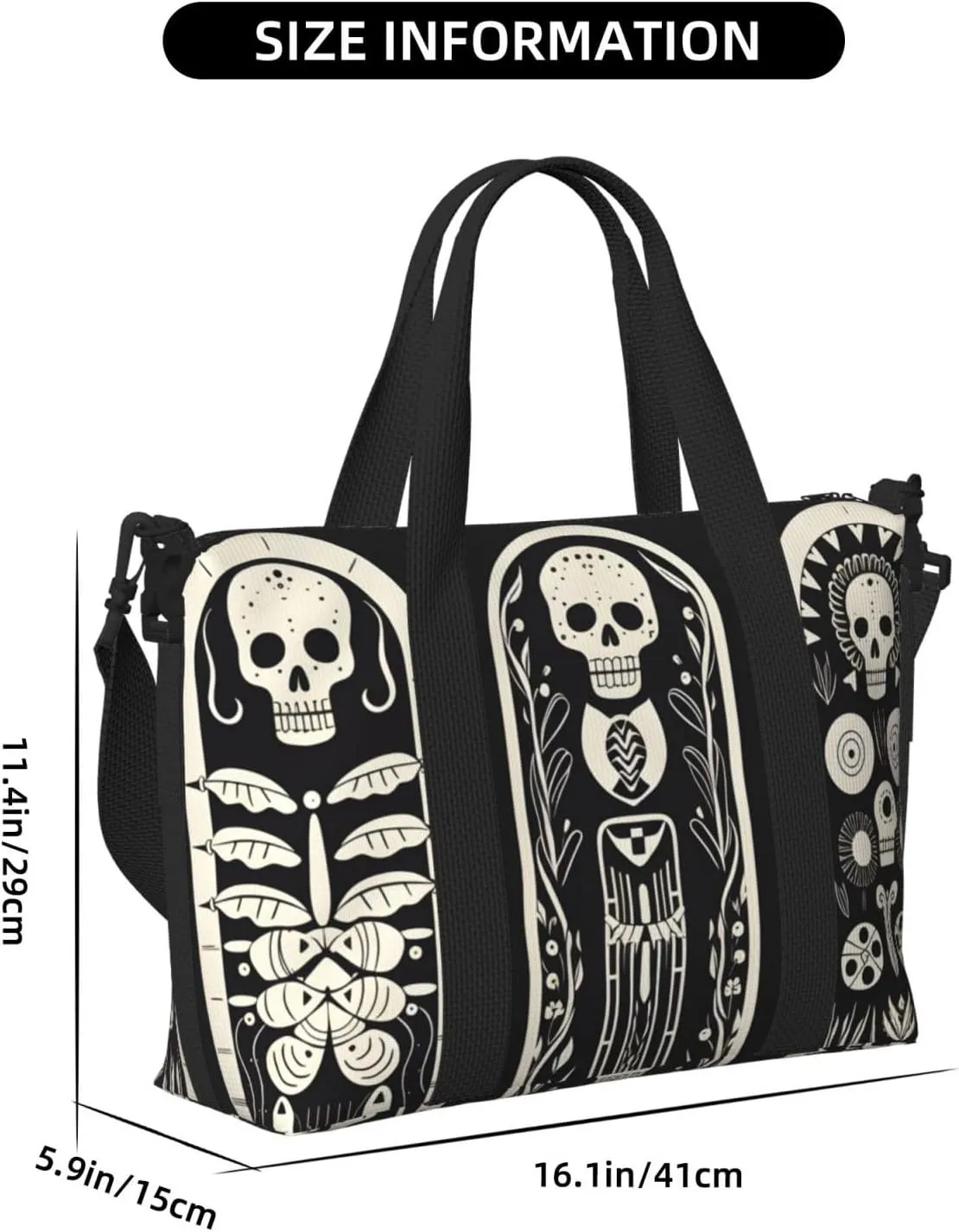Travel Duffle Bag Fanny Skull Skeleton Weekender Overnight Bags Luggage Bag for Women Men Waterproof Sports Gym Bag Hand Bag with Shoulder Strap
