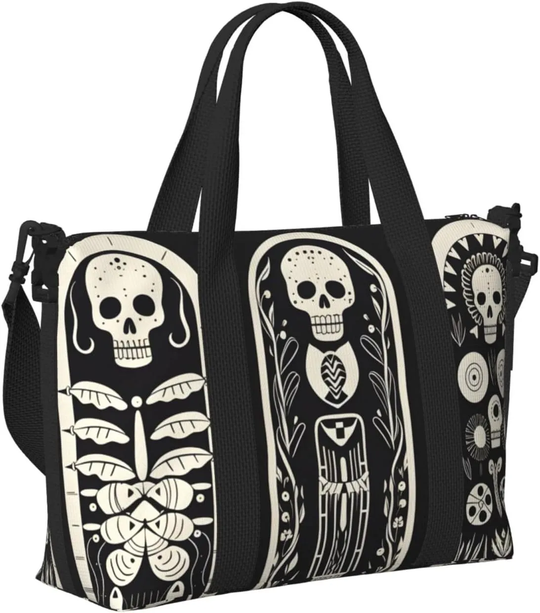 Travel Duffle Bag Fanny Skull Skeleton Weekender Overnight Bags Luggage Bag for Women Men Waterproof Sports Gym Bag Hand Bag with Shoulder Strap