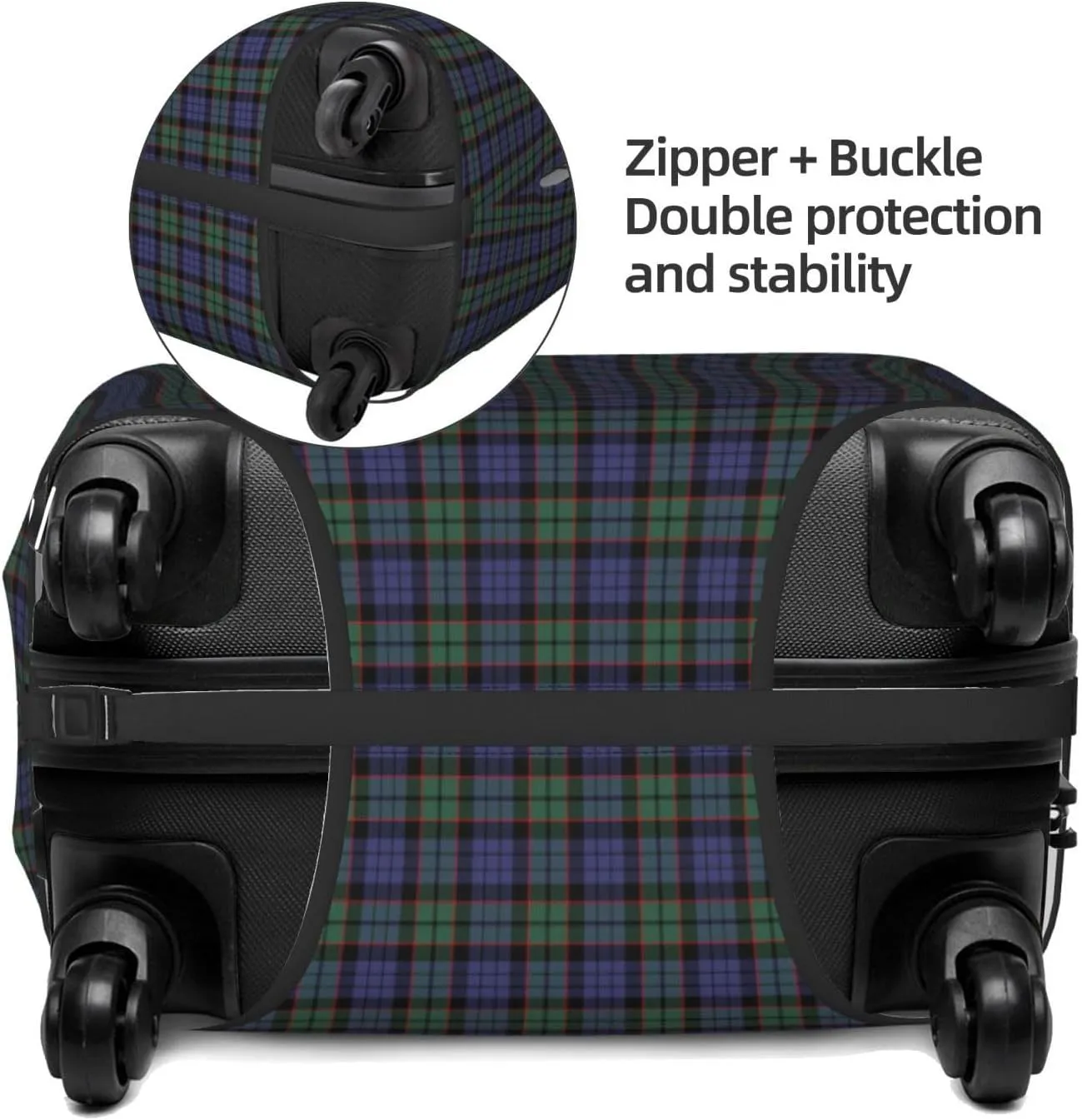 Travel Luggage Cover, Fletcher Modern Tartan Suitcase Protector Fits 18-32 Inch Baggage Cover Small