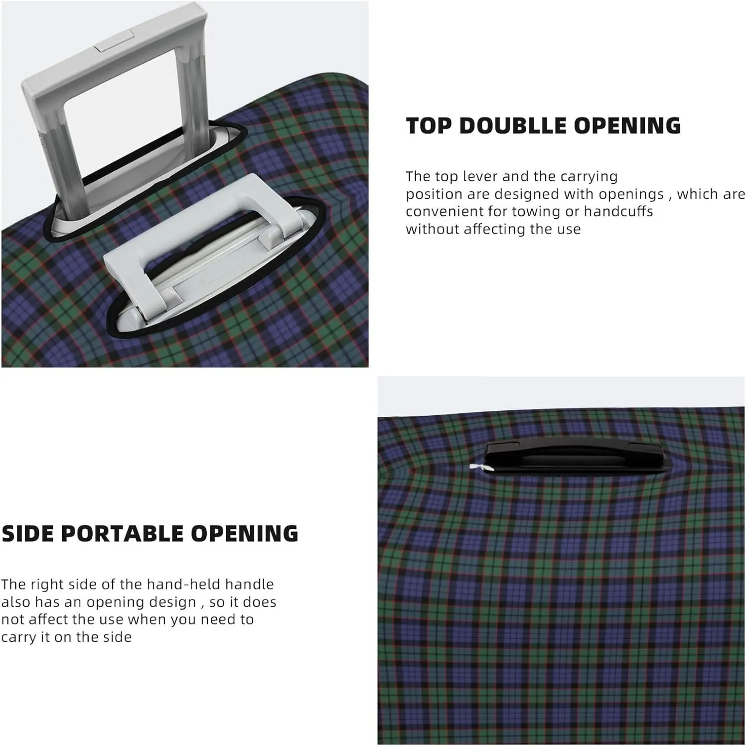 Travel Luggage Cover, Fletcher Modern Tartan Suitcase Protector Fits 18-32 Inch Baggage Cover Small
