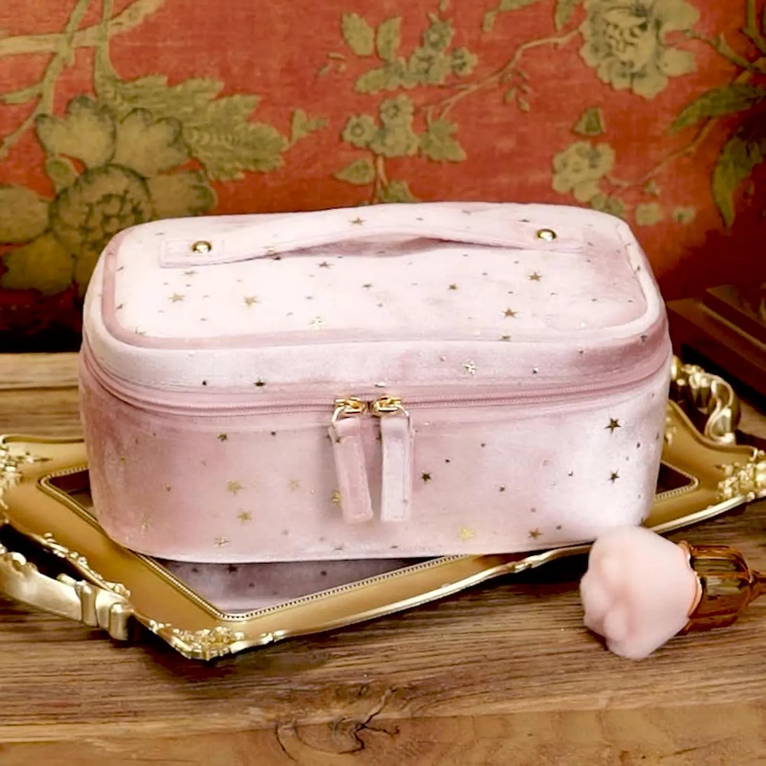 Travel Makeup Bag, Large Capacity Cosmetic Bags for Women, Waterproof Portable Pouch Open Flat Toiletry Bag Make up Organizer for Travel Essentials, Valentines Day Gifts for Women Mom (C, Pink)