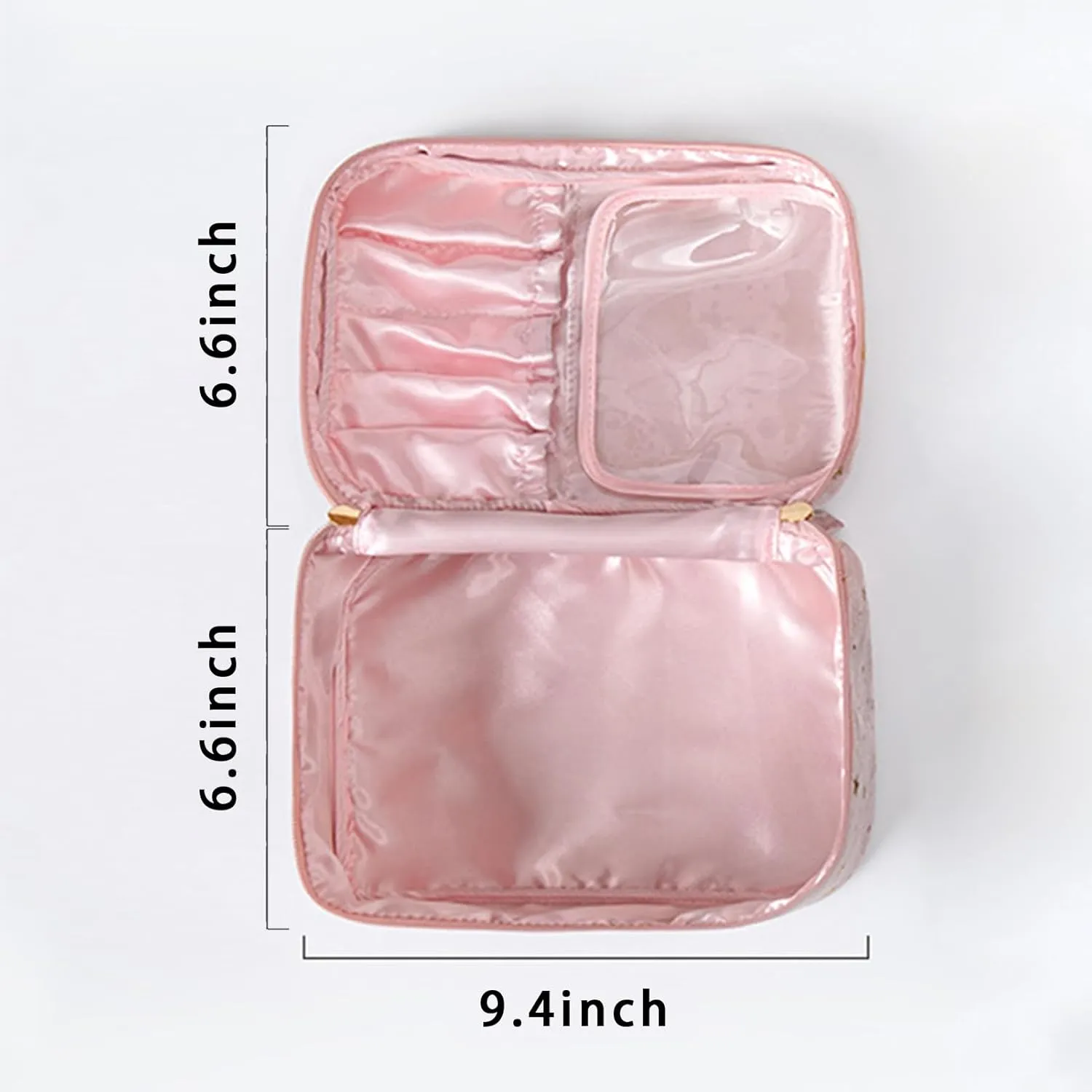 Travel Makeup Bag, Large Capacity Cosmetic Bags for Women, Waterproof Portable Pouch Open Flat Toiletry Bag Make up Organizer for Travel Essentials, Valentines Day Gifts for Women Mom (C, Pink)