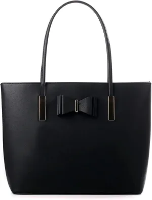 Travel Tote Bag for Women Black Purse Fashion Bow With Zip Large Shoulder Bag Top Handle Handbag for Laptop Work