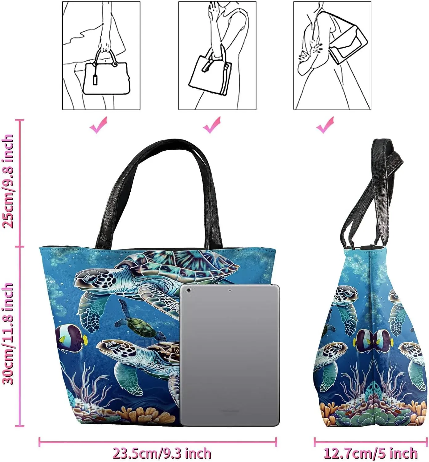 Travel Tote Bags Leather Purses for Women, Shoulder Bag with Zipper, Top Handle Ladies Shoulder Bags