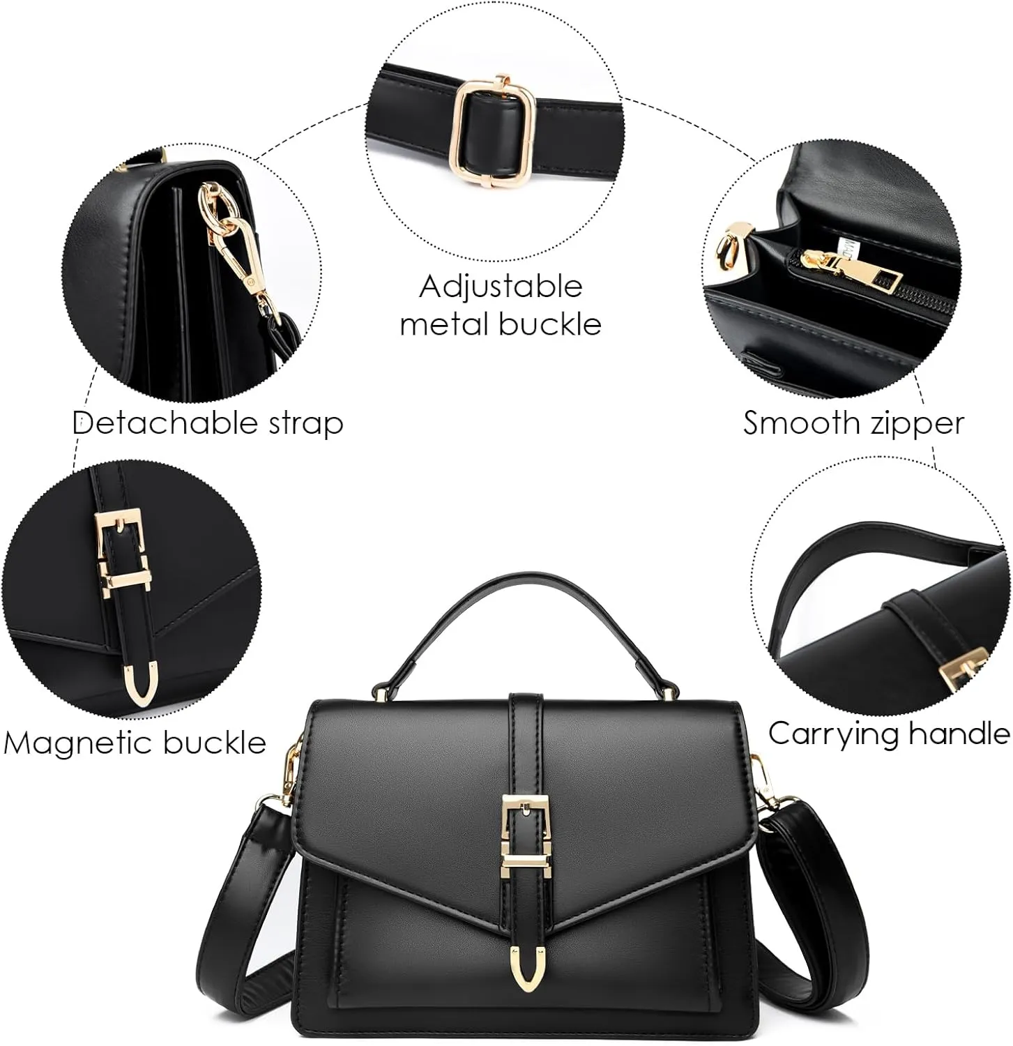 Travistar Crossbody Bags for Women - Small Cross Body Purse Leather Top-handle Handbags Trendy Shoulder Bag Satchel Purses