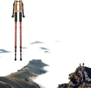 Trekking Poles Shock Absorbing Adjustable Hiking or Walking Sticks for Hiking Collapsible Strong, 2-pc Pack Lightweight Walking Pole