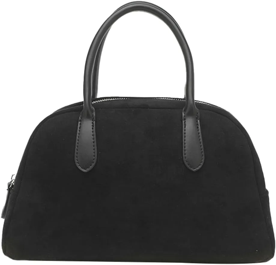 Trendy Suede Tote Bag for Women Retro Top Handle Purse Shoulder Bag Minimalist Fall Winter Suede Handbag