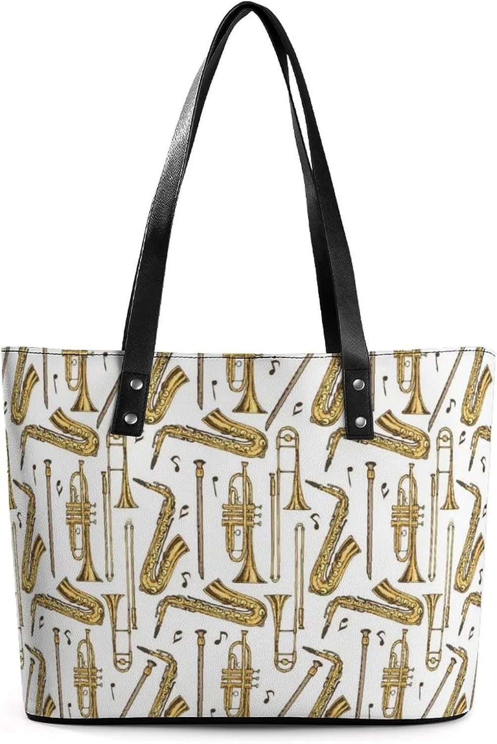 Trombone Music Instruments Women's Tote Shoulder Bag Handbag Top Handle Leather 29 * 34 * 14cm