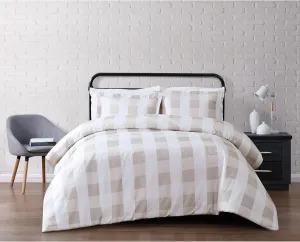 TRULY SOFT Everyday Buffalo Plaid Khaki Polyester 3-Piece Full/Queen Duvet Set, Plaid Themed, for Men and Women, Oeko-TEX Certified Confidence