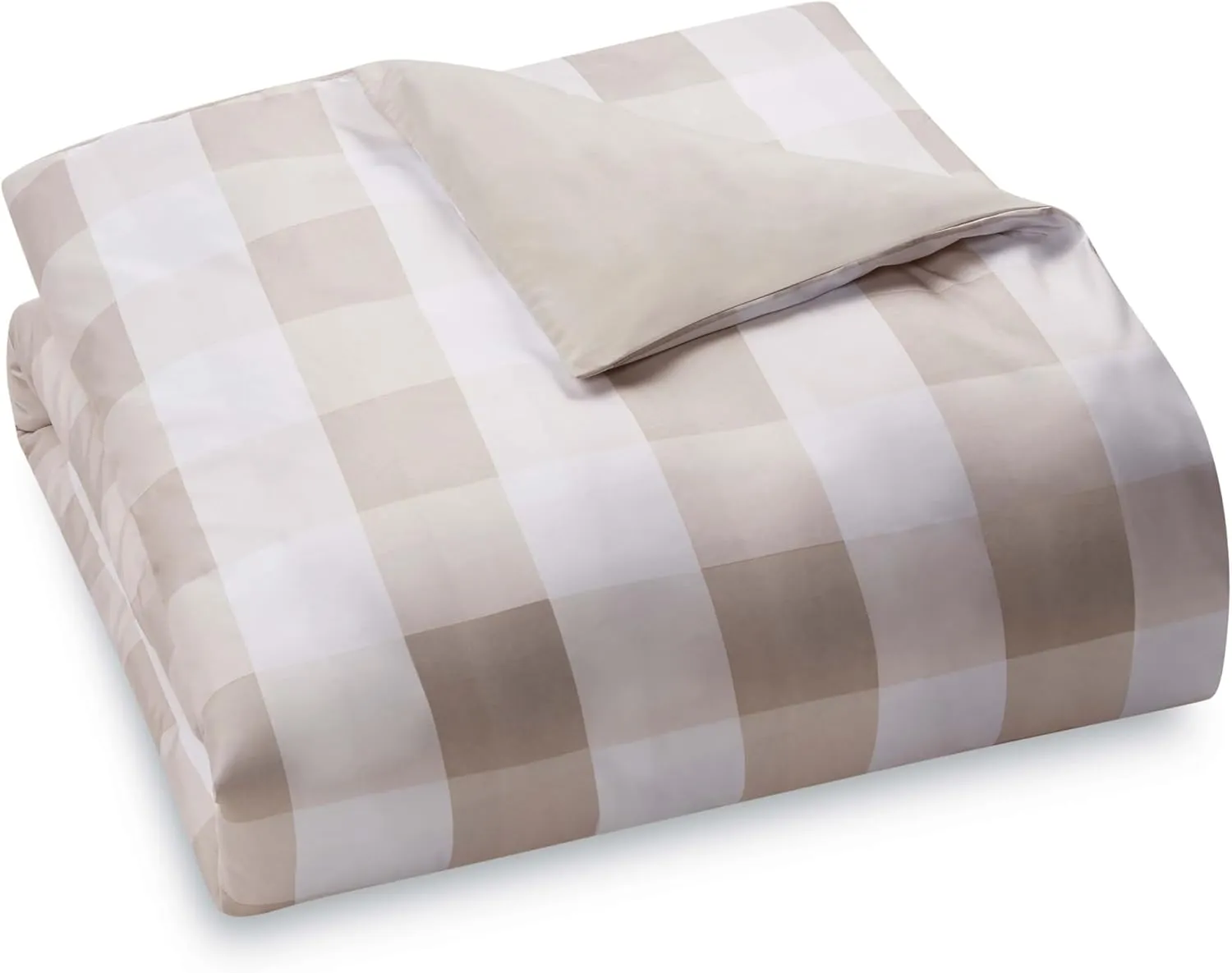 TRULY SOFT Everyday Buffalo Plaid Khaki Polyester 3-Piece Full/Queen Duvet Set, Plaid Themed, for Men and Women, Oeko-TEX Certified Confidence