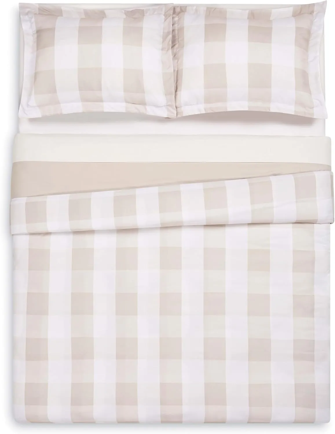 TRULY SOFT Everyday Buffalo Plaid Khaki Polyester 3-Piece Full/Queen Duvet Set, Plaid Themed, for Men and Women, Oeko-TEX Certified Confidence