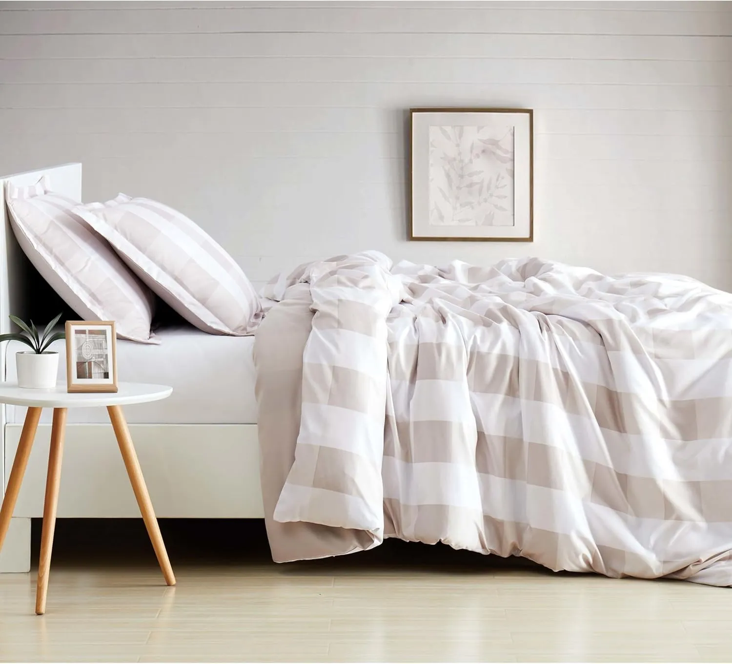 TRULY SOFT Everyday Buffalo Plaid Khaki Polyester 3-Piece Full/Queen Duvet Set, Plaid Themed, for Men and Women, Oeko-TEX Certified Confidence