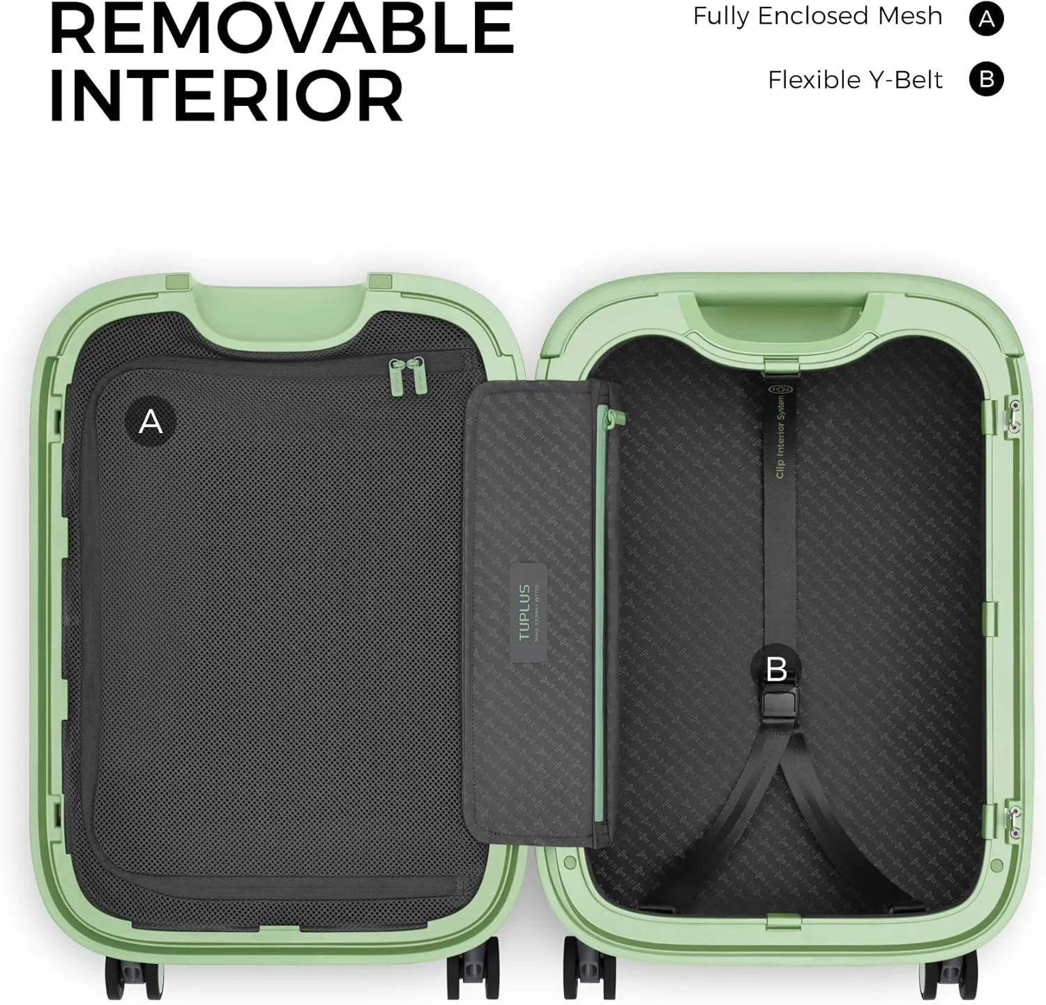 TUPLUS Suitcase ABS Hard Shell Luggage Hold Check in Travel Case with 4 Spinner Wheels,TIME CAPSULE COLLECTION