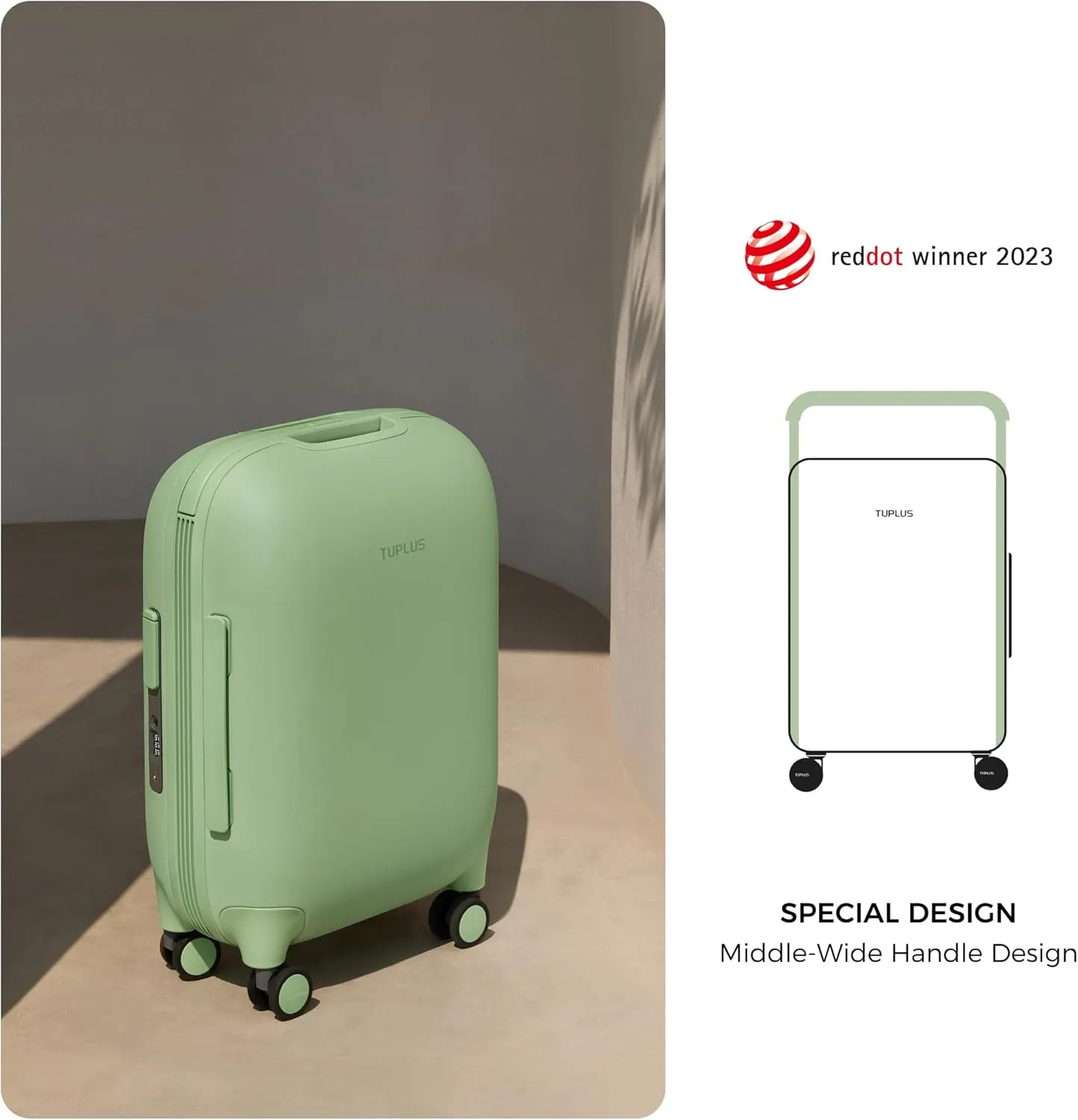 TUPLUS Suitcase ABS Hard Shell Luggage Hold Check in Travel Case with 4 Spinner Wheels,TIME CAPSULE COLLECTION