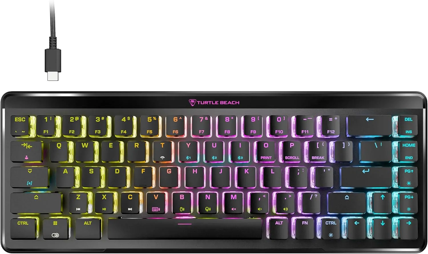 Turtle Beach Vulcan II Mini Air 65% Wireless Optical Mechanical Gaming Keyboard, Bluetooth, Customizable RGB Lighting, Detachable Cable, Smart Keys, On-Board Profiles, 200M Keystroke Life – Black