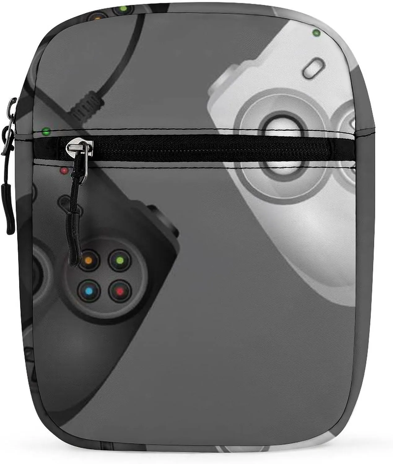 Two Realistic Game Joystick White and Black with a Text Gamer Adjustable Fanny Waist Pack Pouch, Waterproof Crossbody Runners Bag Wallet for Gym Hiking Fitness Women Men 6.1 x 2.2 x 7.9 inch
