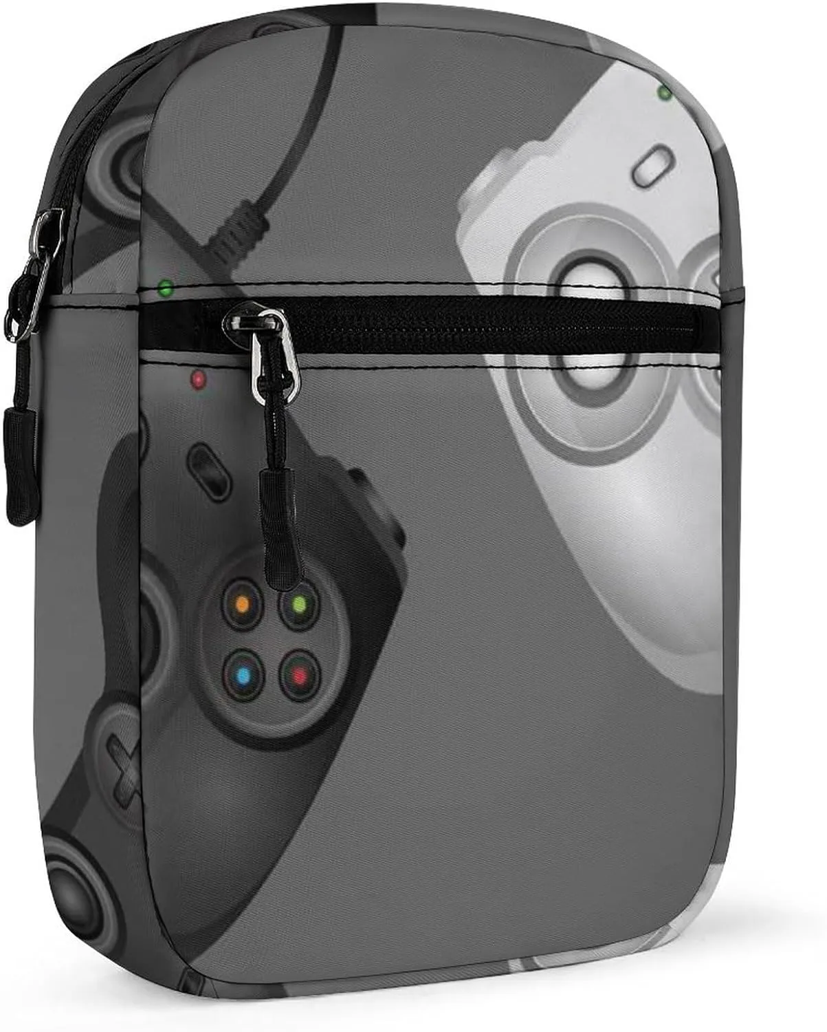Two Realistic Game Joystick White and Black with a Text Gamer Adjustable Fanny Waist Pack Pouch, Waterproof Crossbody Runners Bag Wallet for Gym Hiking Fitness Women Men 6.1 x 2.2 x 7.9 inch
