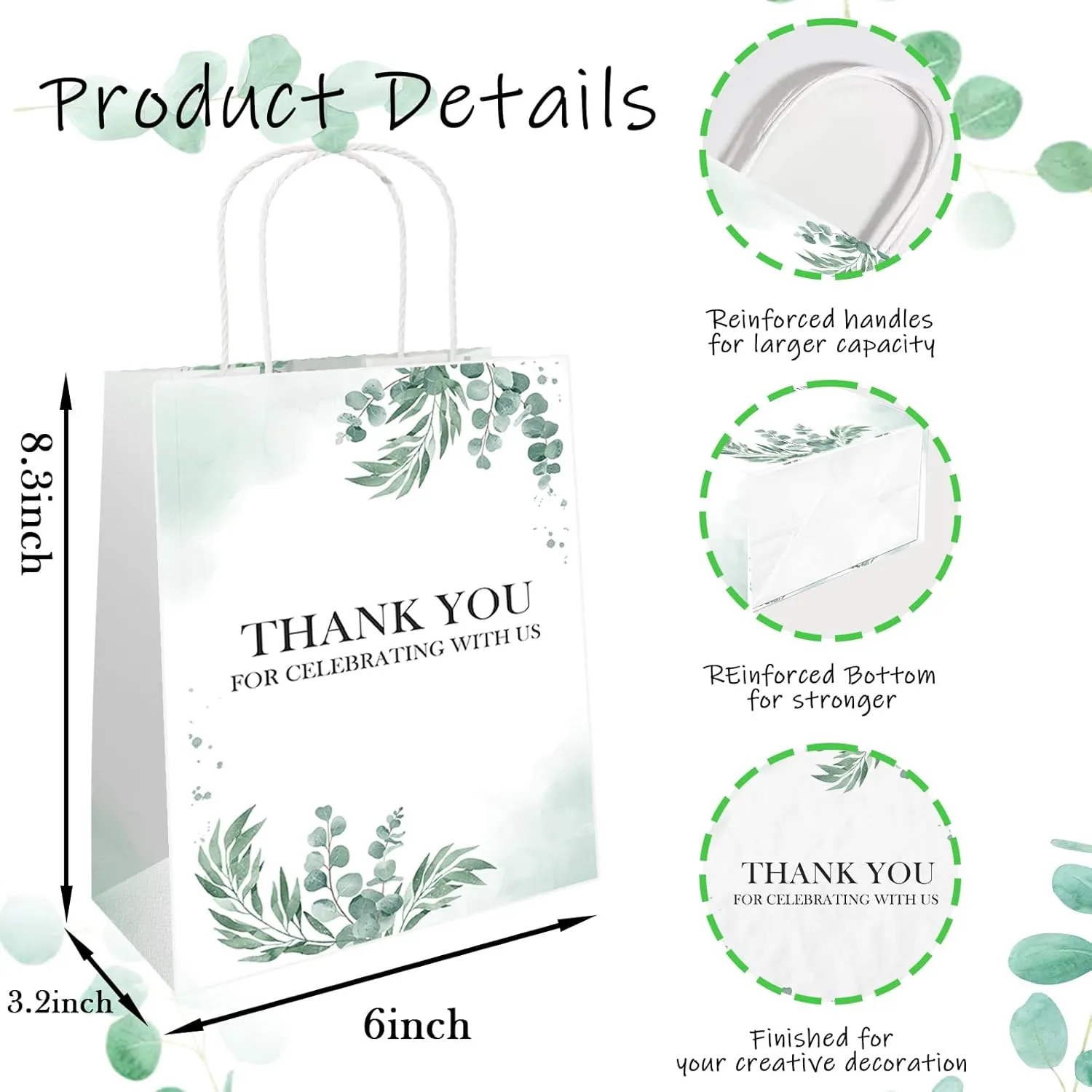 uhearem wedding gift bag, 50Pcs welcome bags for wedding guests, wedding guest gifts favors bags,wedding welcome bag stuffers items (leaf)